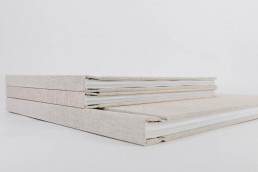 Wedding books with beige natural linen cover