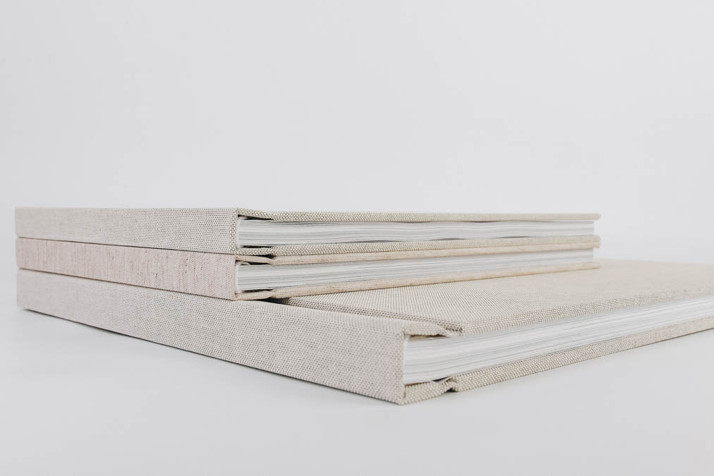 Wedding books with beige natural linen cover