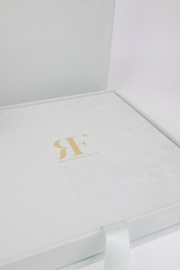 wedding book with emblem in gold foil