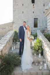 Bride and groom on Hvar Fortress