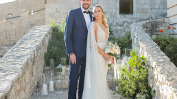 Bride and groom on Hvar Fortress