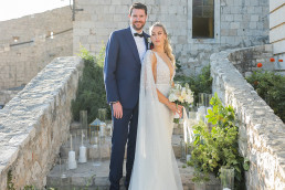 Bride and groom on Hvar Fortress