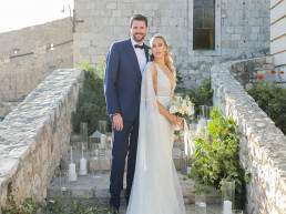Bride and groom on Hvar Fortress
