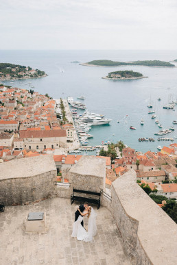 Bride and groom at Hvar Fortress